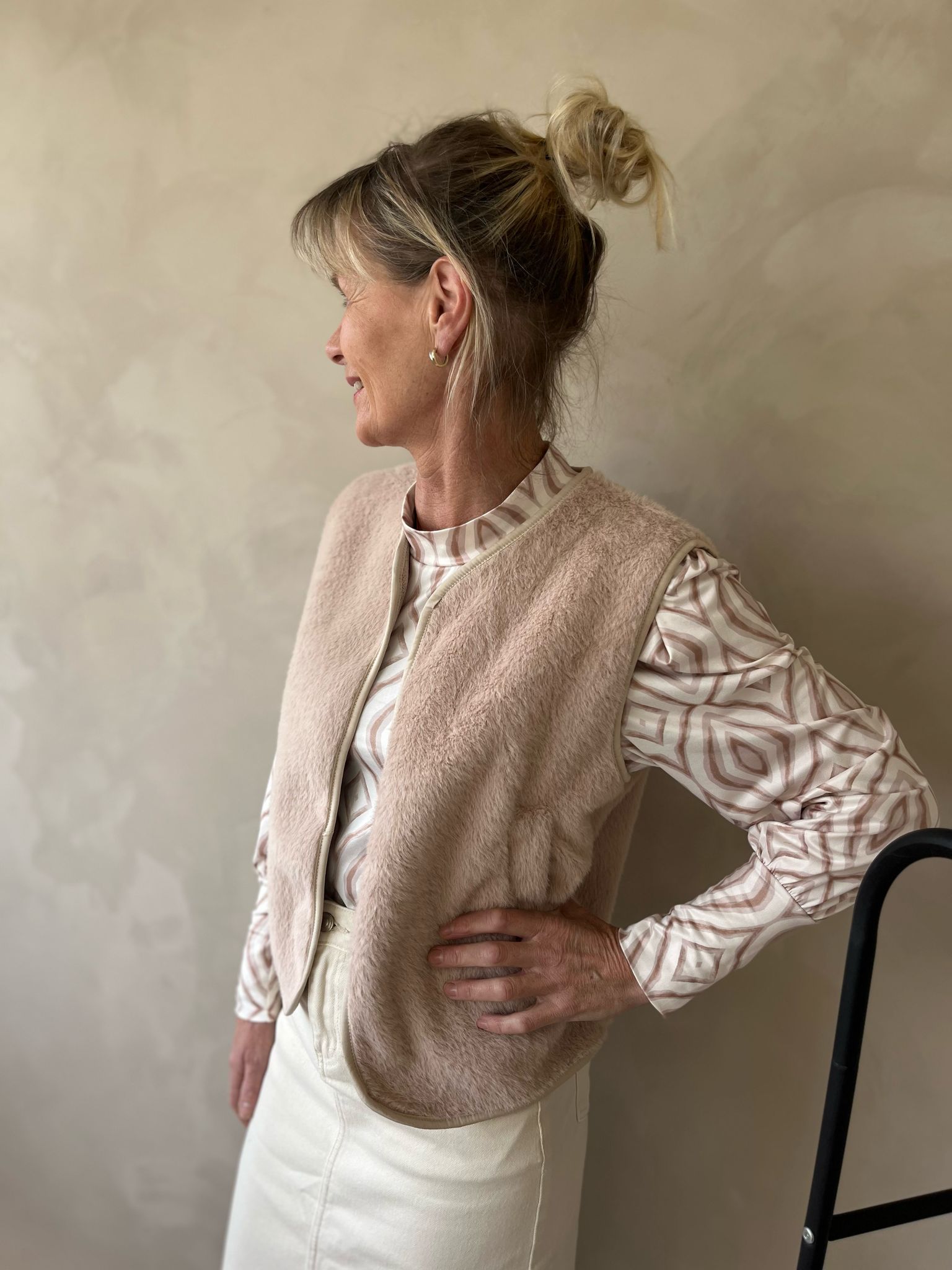 Bodywarmer fleur beige