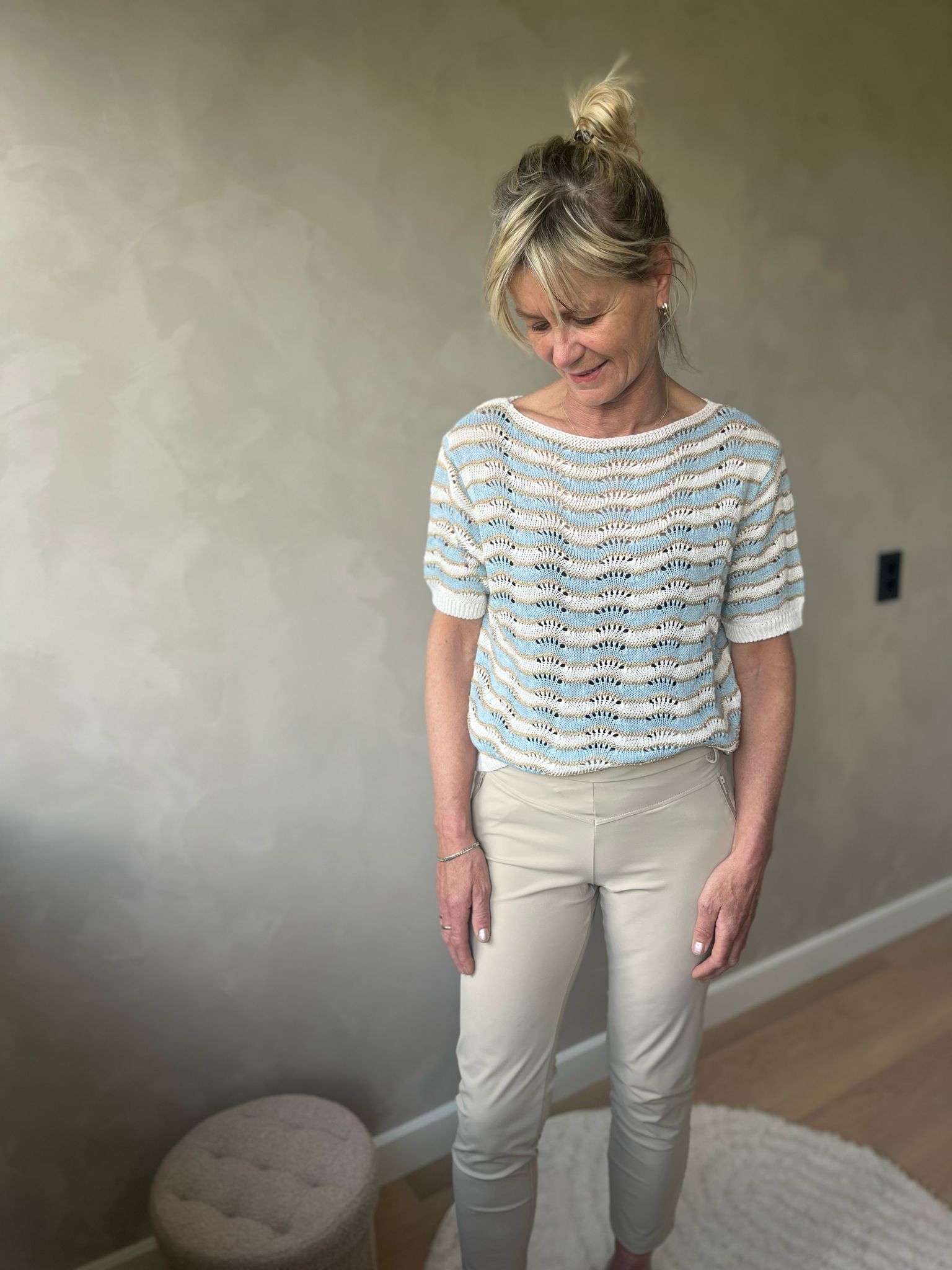 Triple Nine crochet streep licht blauw
