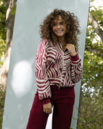 Fos bomberjack bambi patchwork lines burgundy