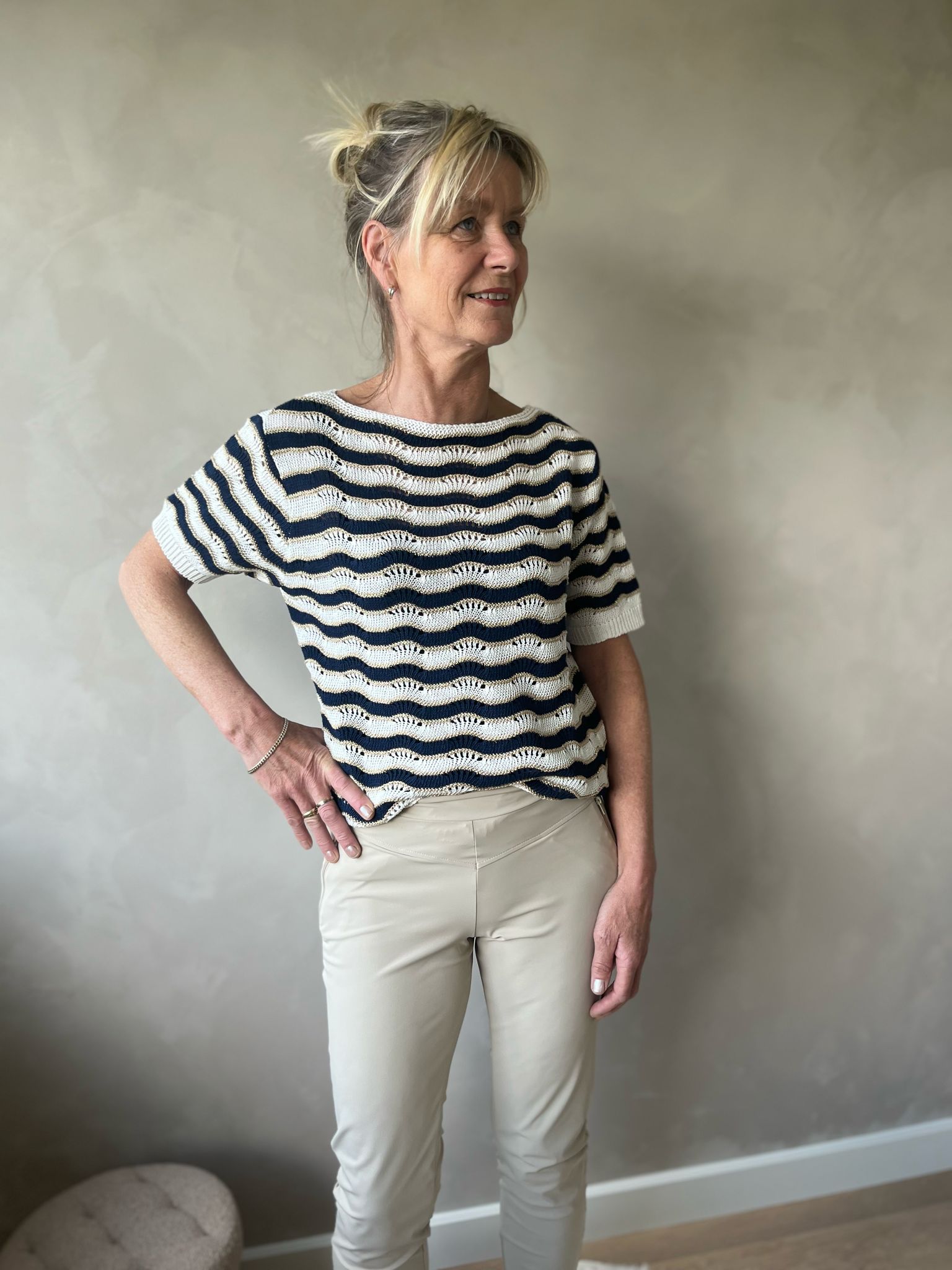 Triple Nine crochet streep licht marine