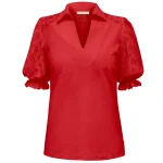 Triple Nine travel blouse crochet red