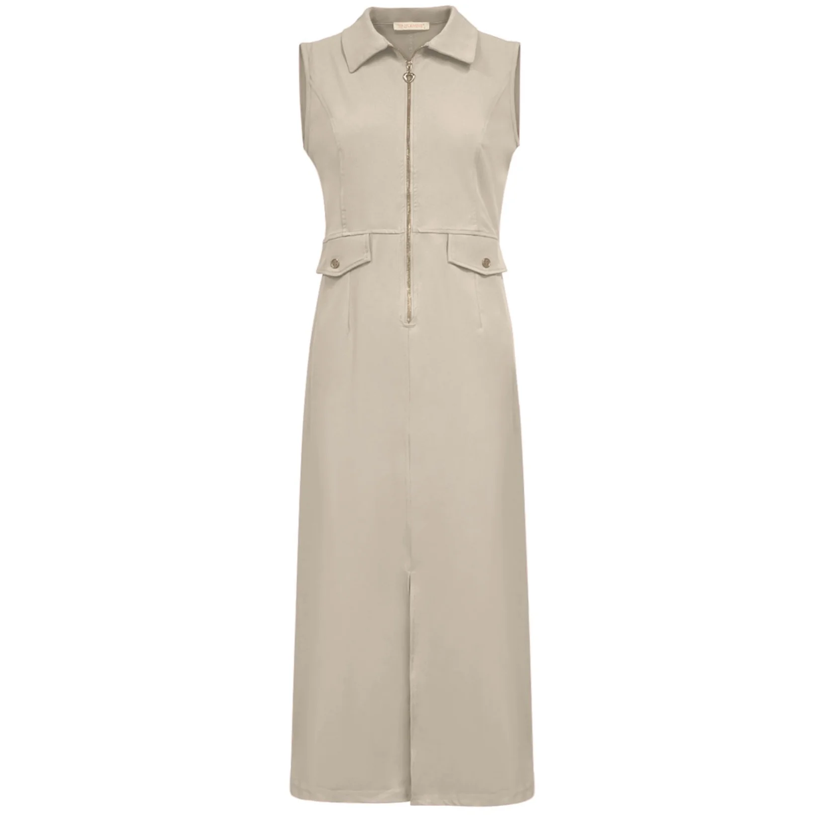 Triple Nine mouwloze travel jurk beige