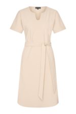 Mi Piace jurk korte mouw v-hals beige