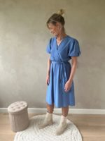 Jurk vaste overslag  blauw denim