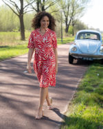 Fos jurk Norah linnen mono blad rood