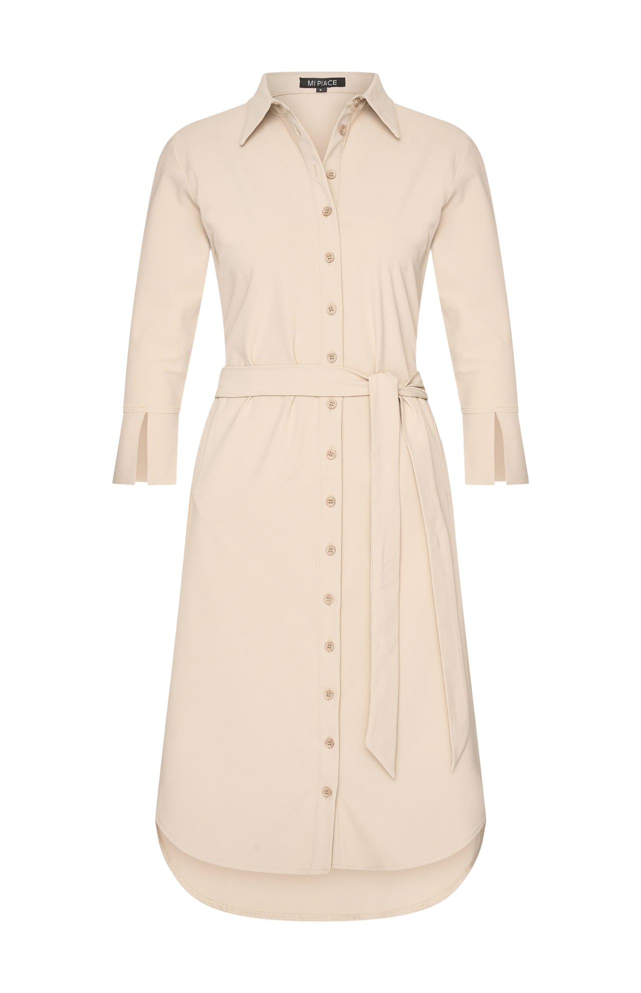 Mi Piace travel jurk drie kwart mouw beige