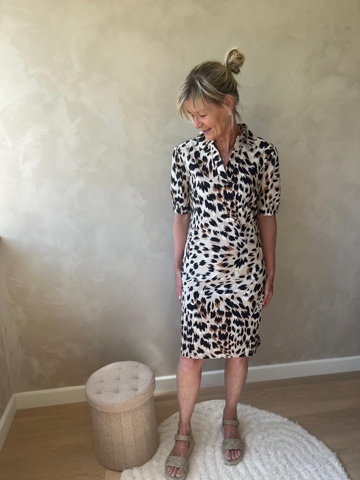 Mi Piace jurk faded camouflage print latte