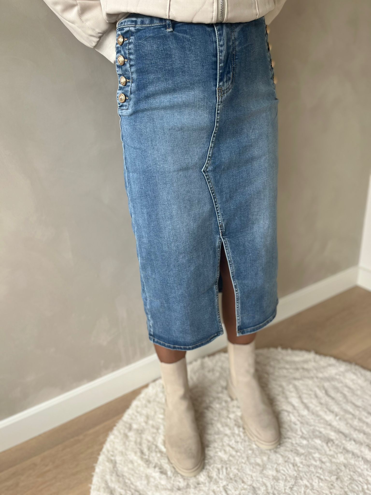 Spijkerrok met split denim