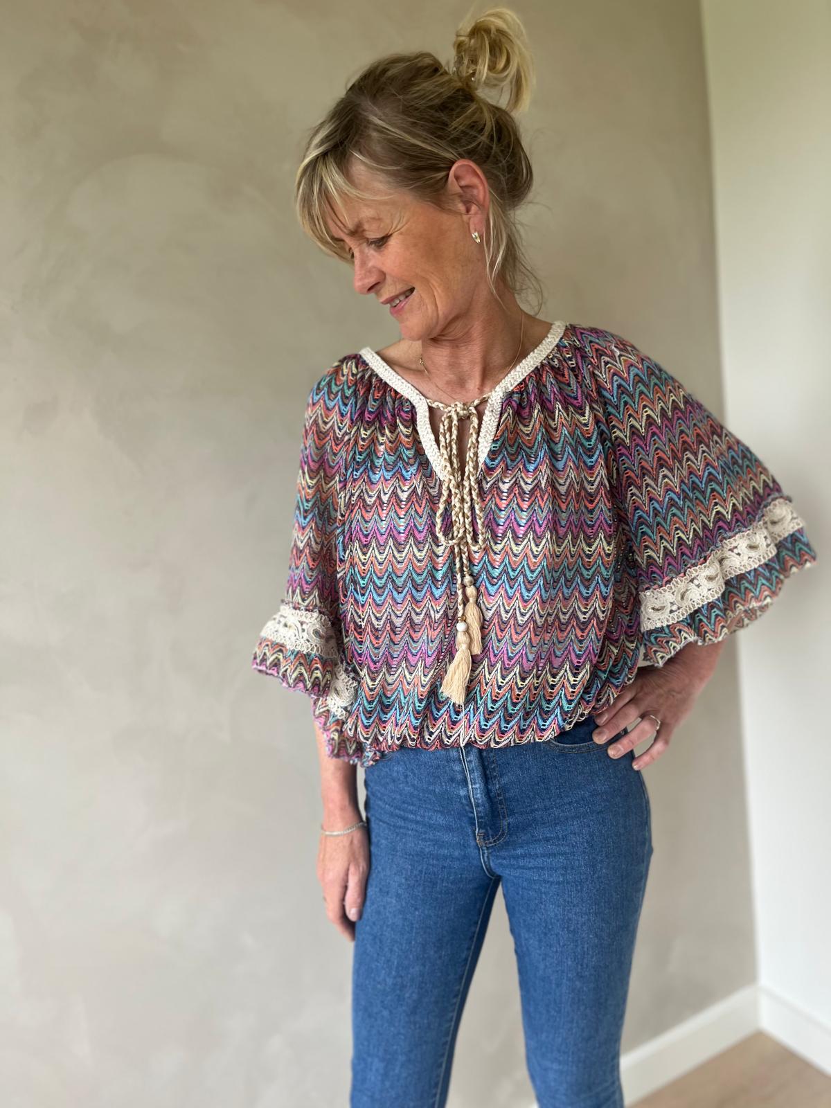 Ibiza top print blauw