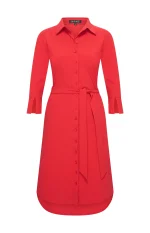 Mi Piace travel jurk drie kwart mouw rood