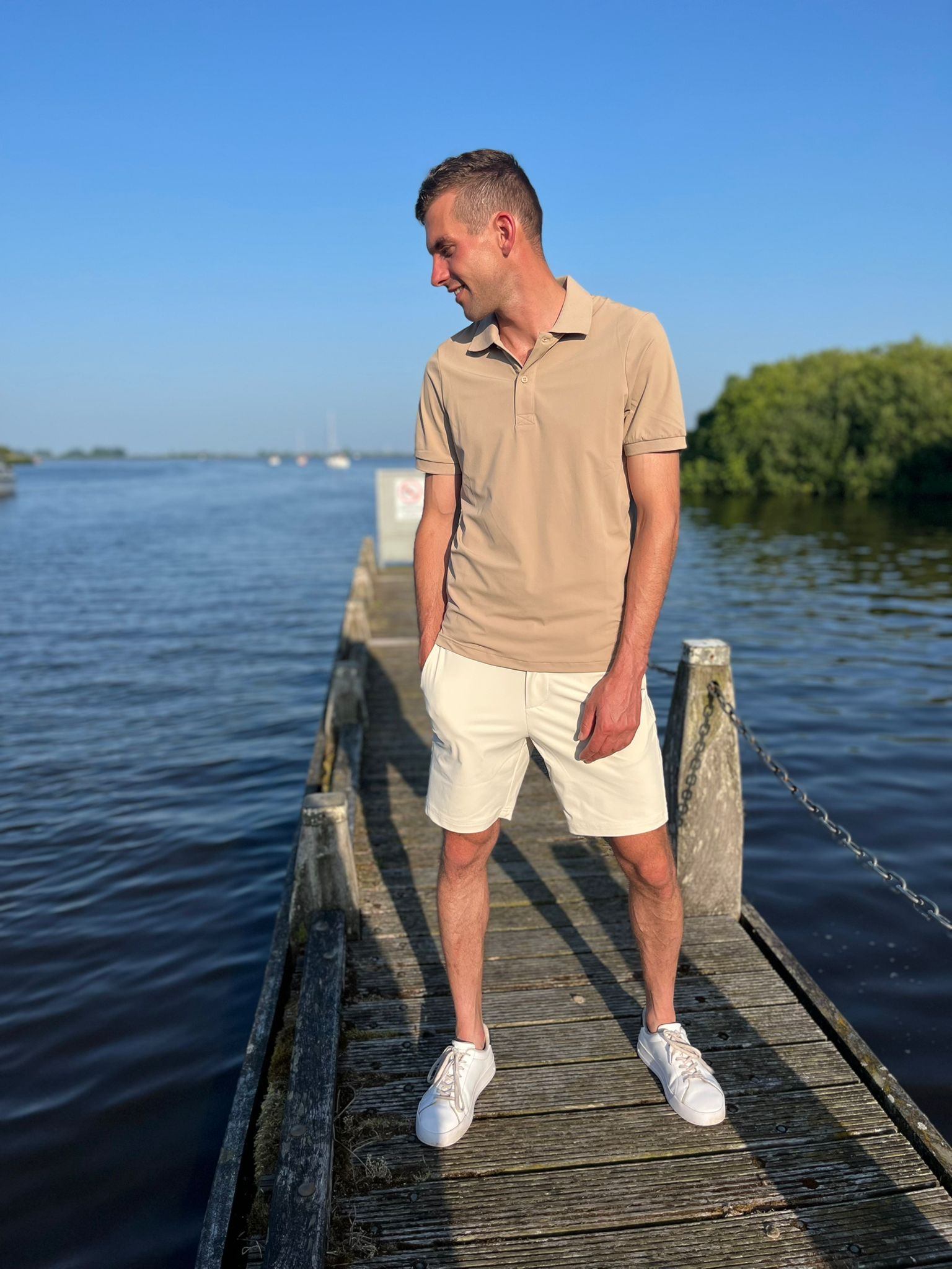 Heren travel polo shirt mi piace latte