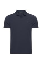 Heren travel polo shirt v-neck mi piace dark blue