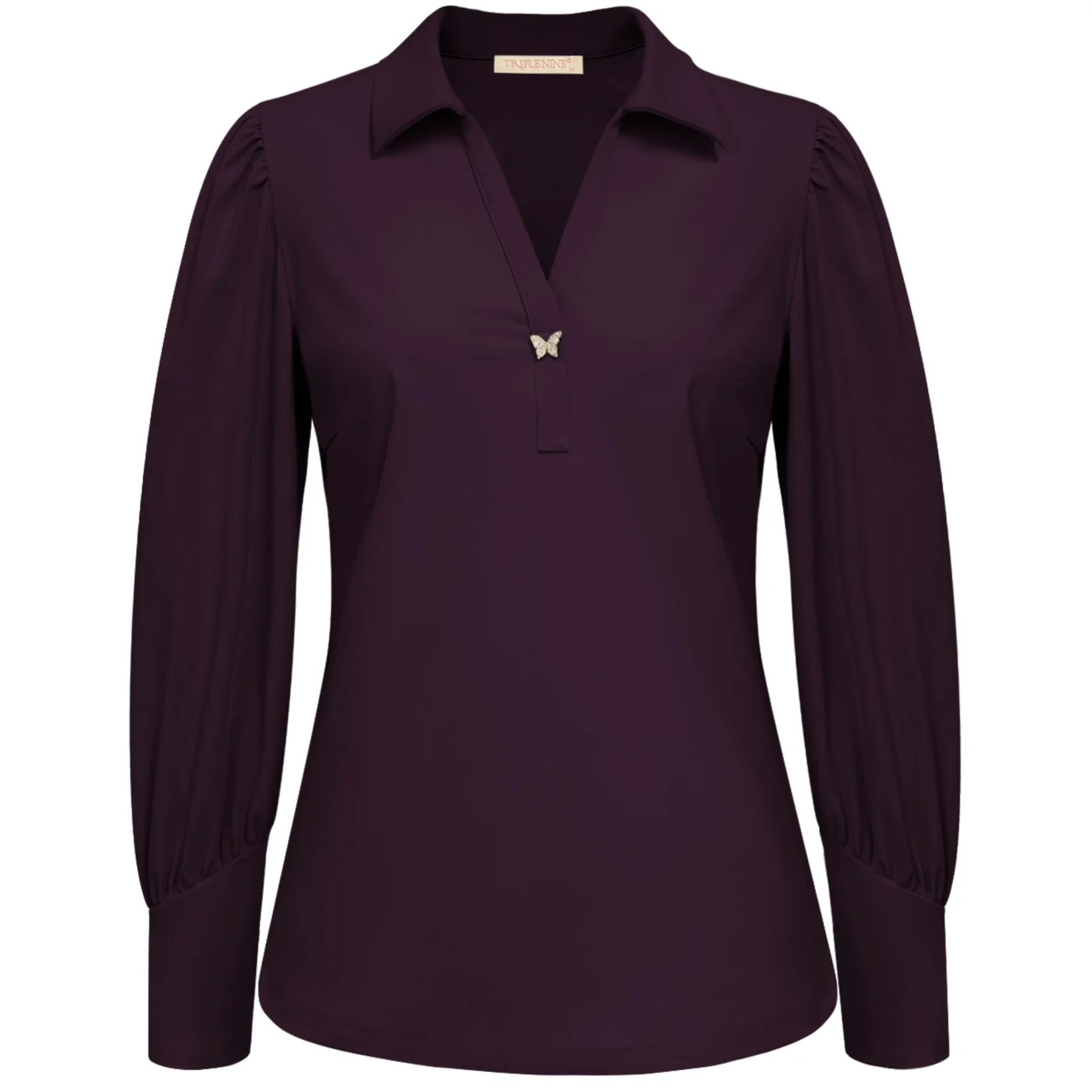 Triple Nine travel blouse vlinder aubergine