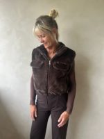 Bodywarmer faux fur donker bruin