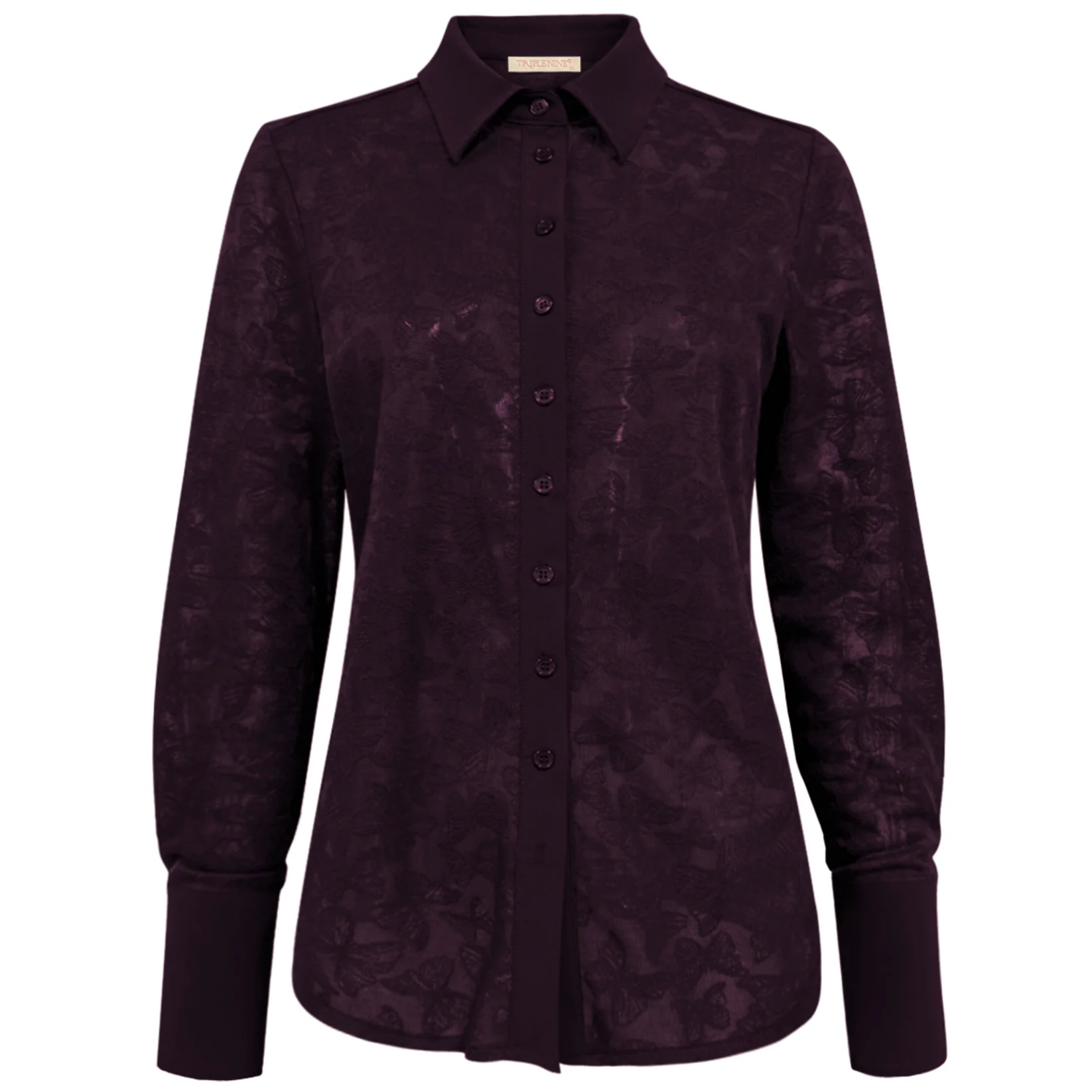 Triple Nine travel blouse butterfly aubergine