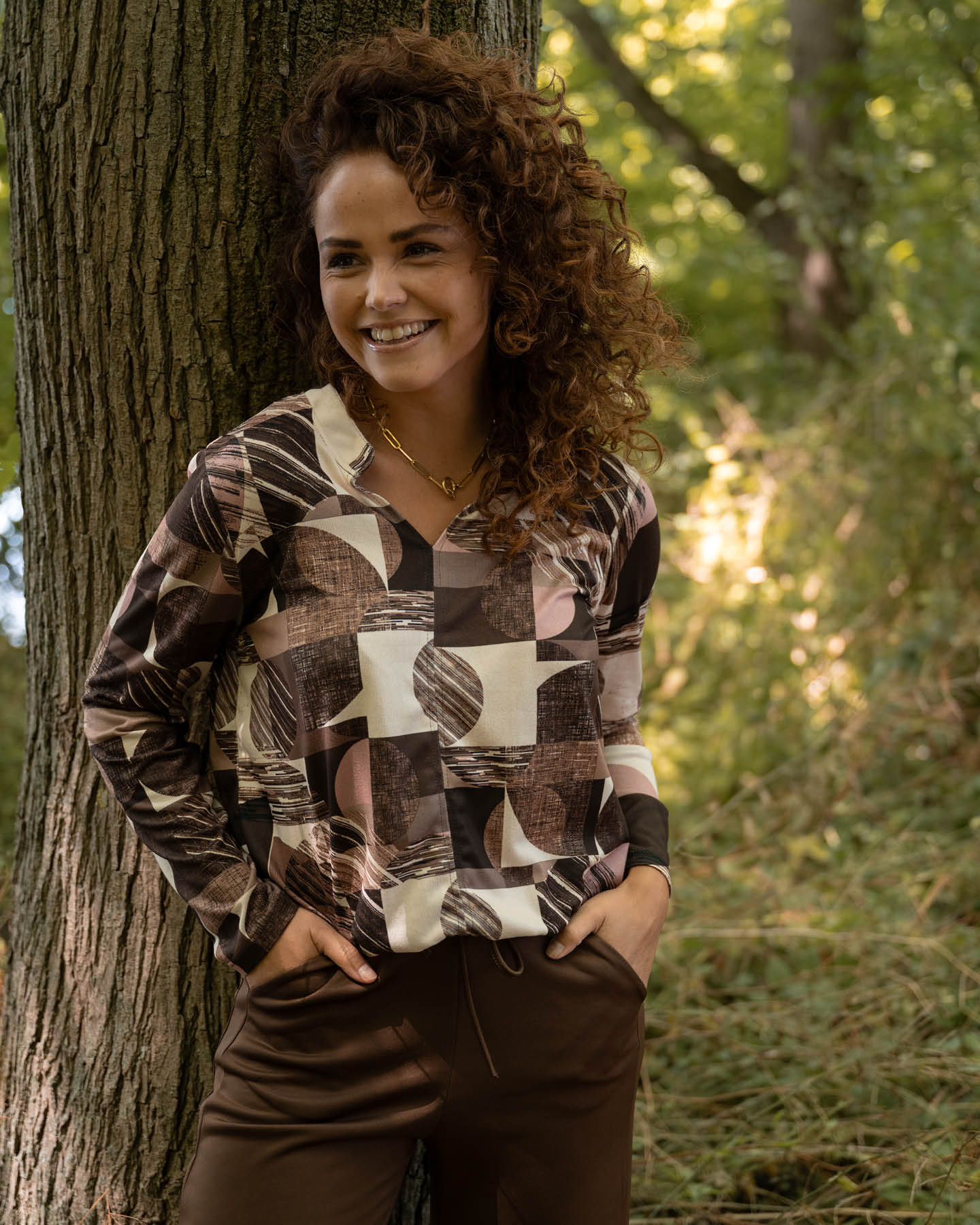 Fos Didi blouson geo grid bruin