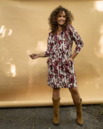 Fos jurk Lindi arty snake bordeaux