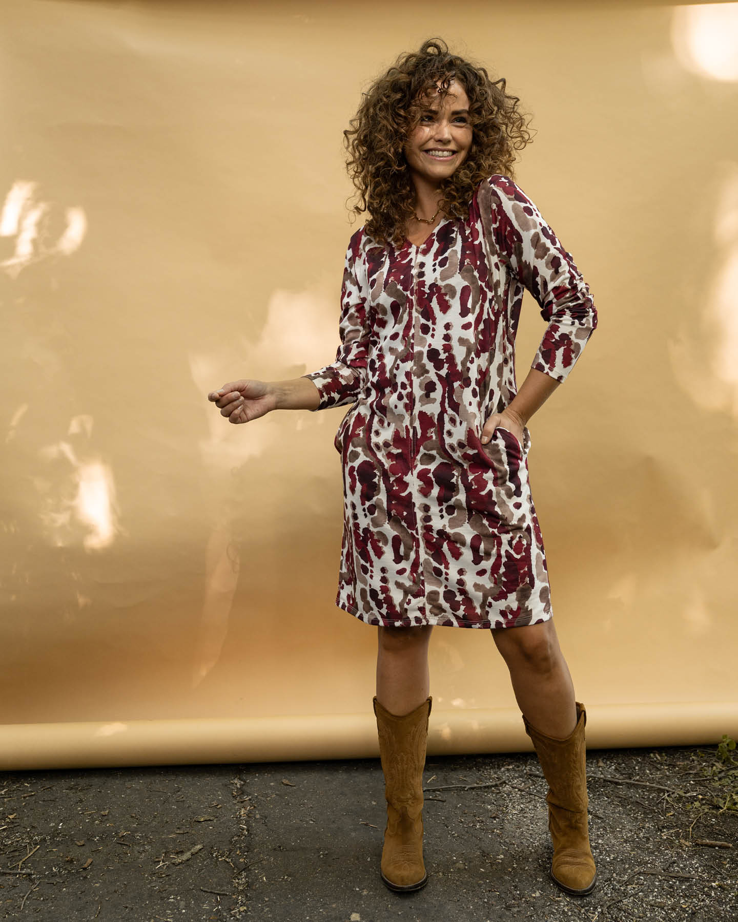 Fos jurk Lindi arty snake bordeaux