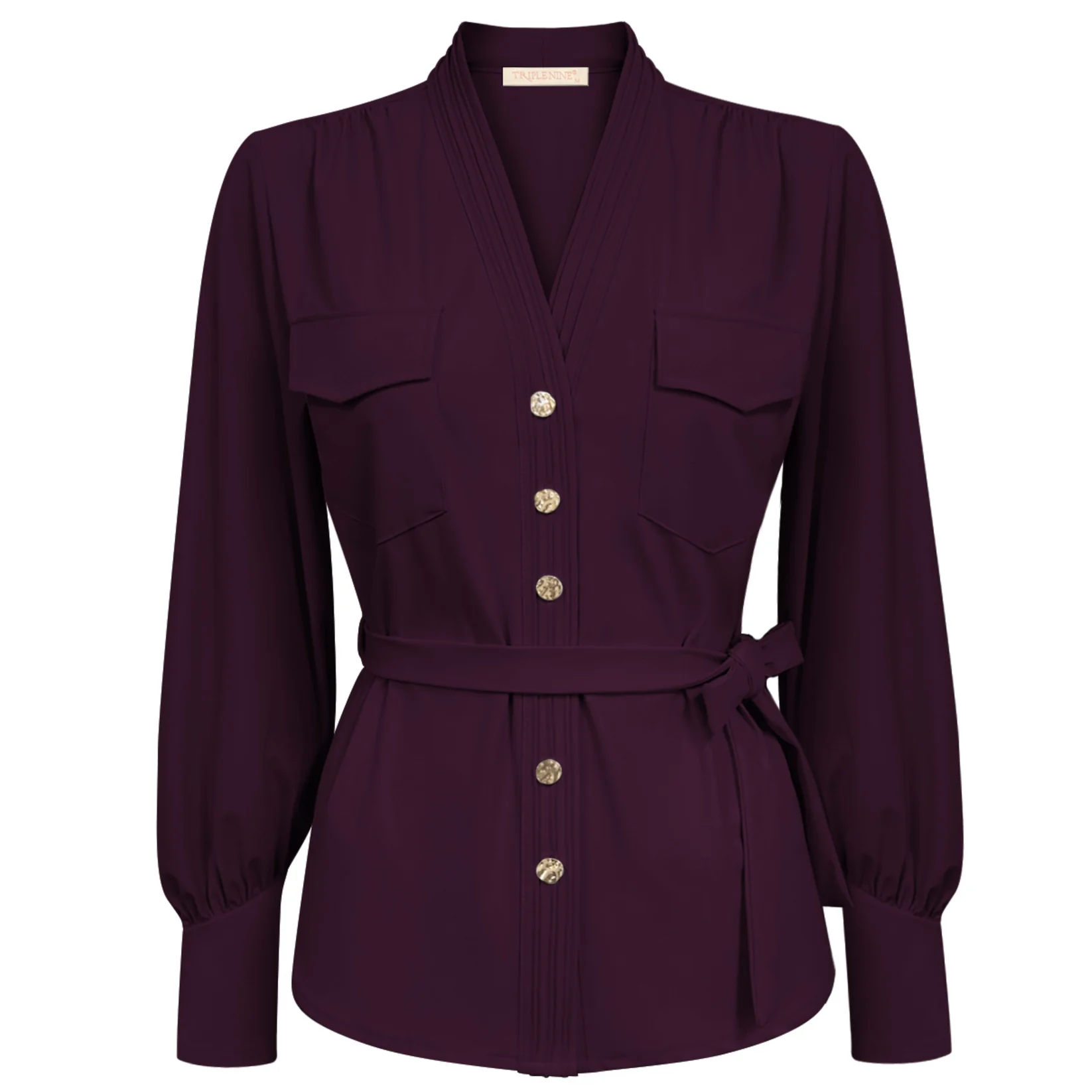 Triple Nine travel blouse megan aubergine