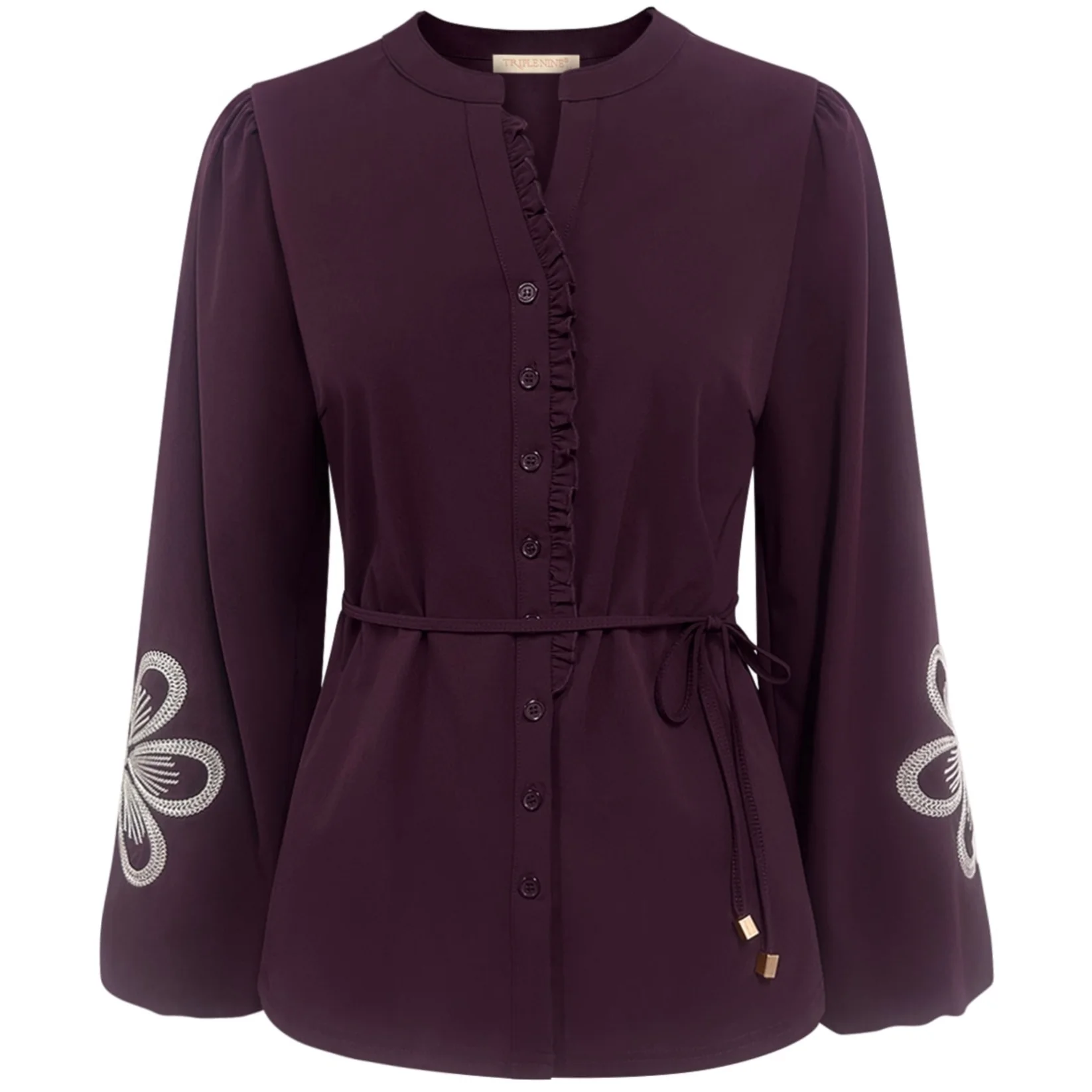 Triple Nine travel blouse bohemian aubergine