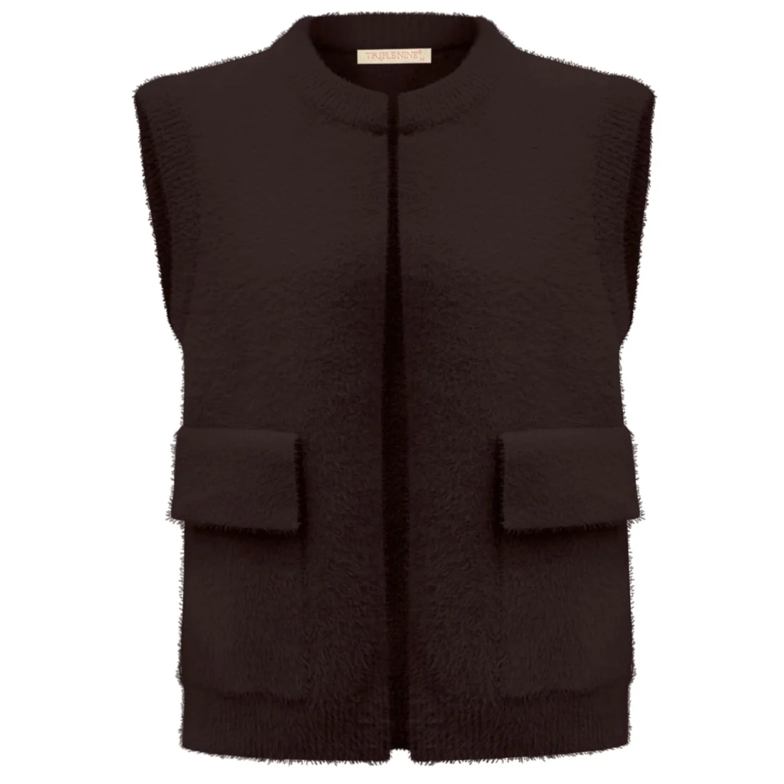 Triple Nine fluffy gilet donkerbruin