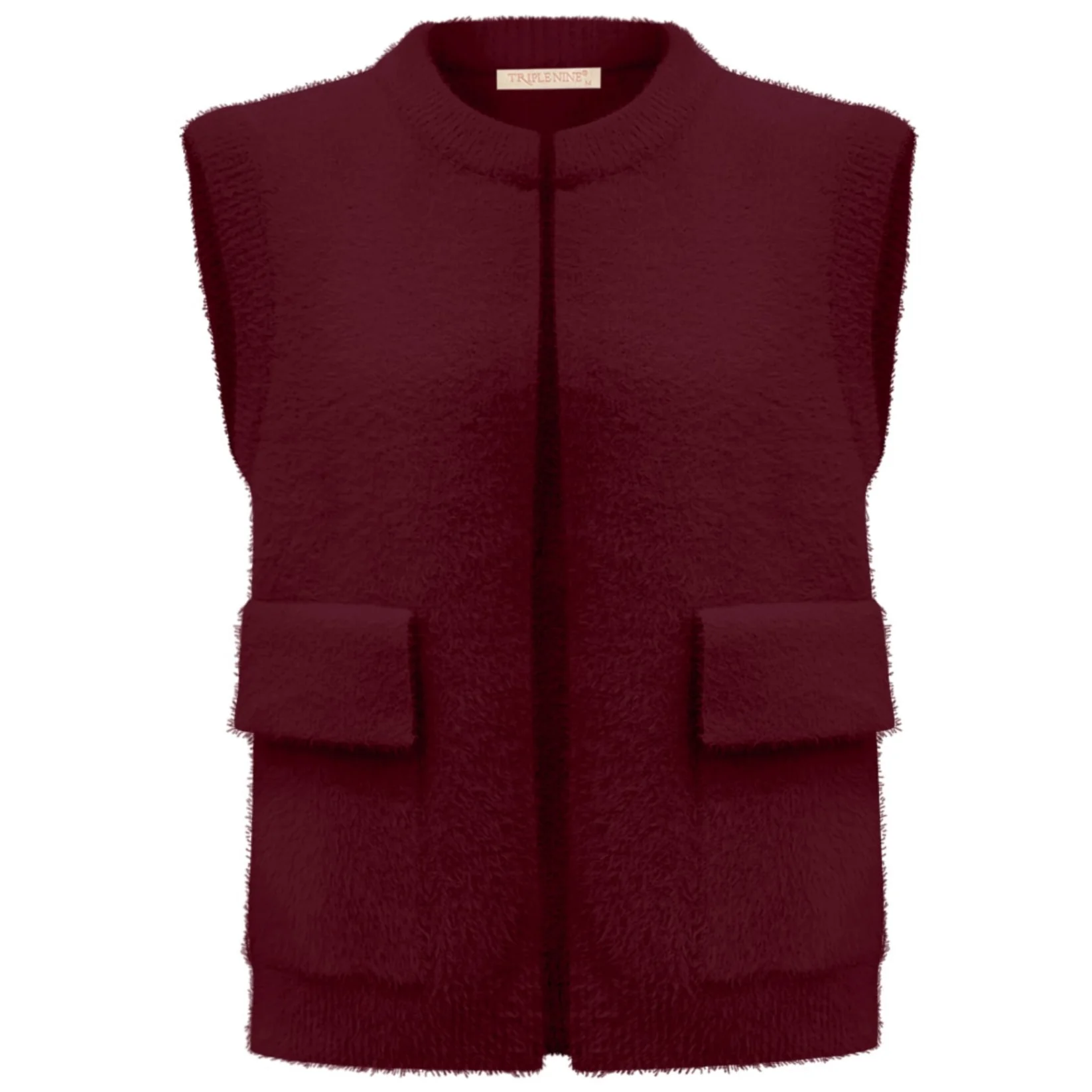 Triple Nine fluffy gilet bordeaux