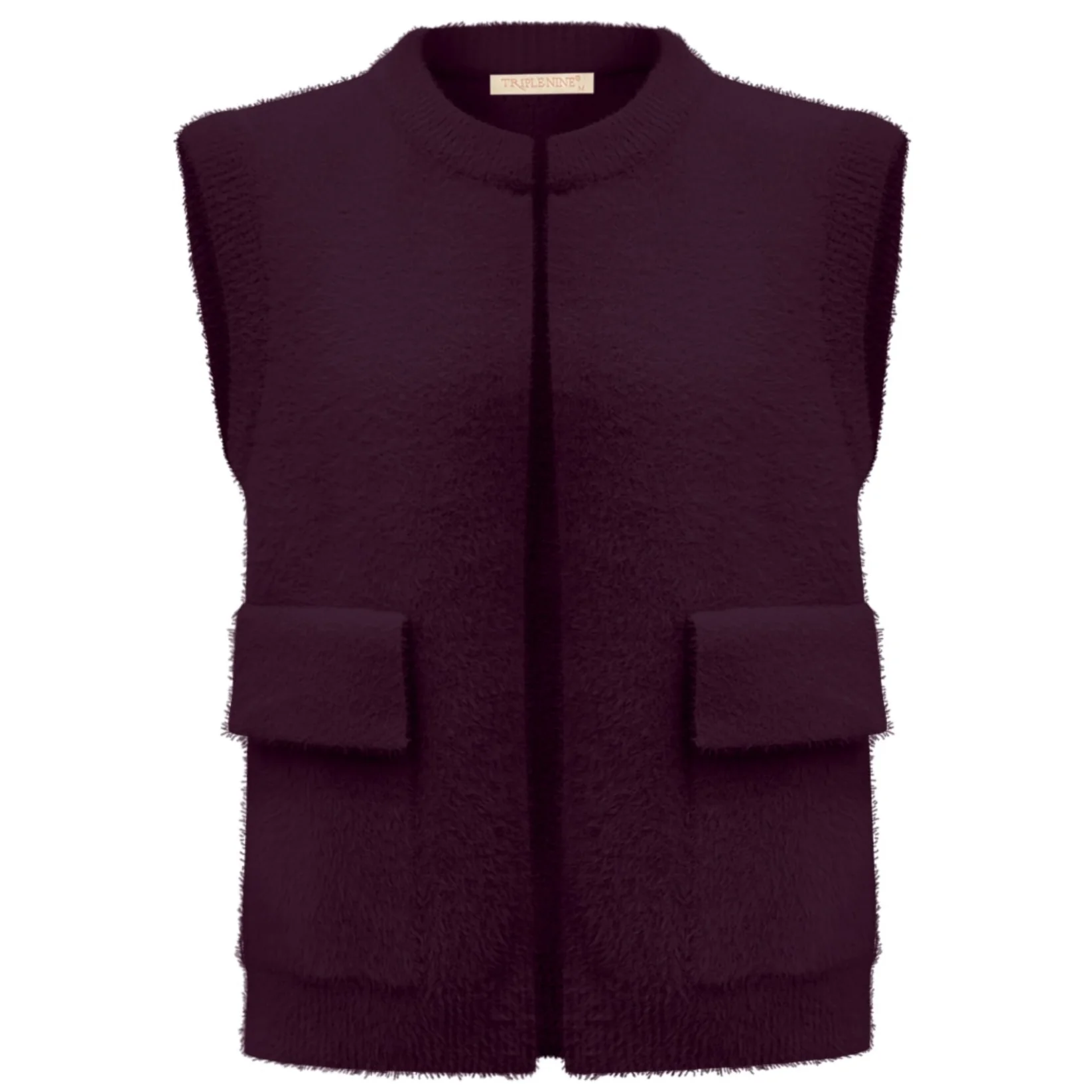 Triple Nine fluffy gilet aubergine