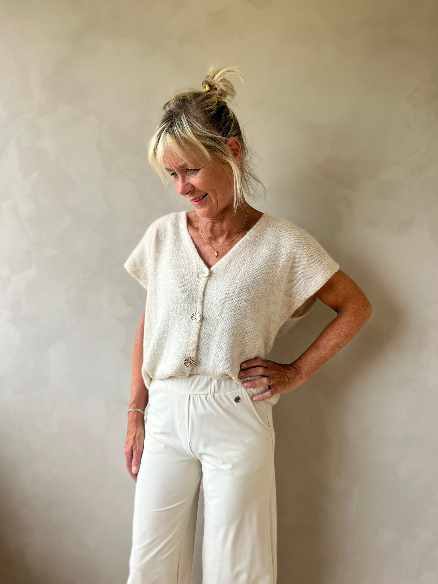 Nima gilet licht beige