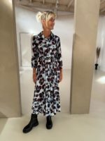 Iz Naiz jurk blauw bruin