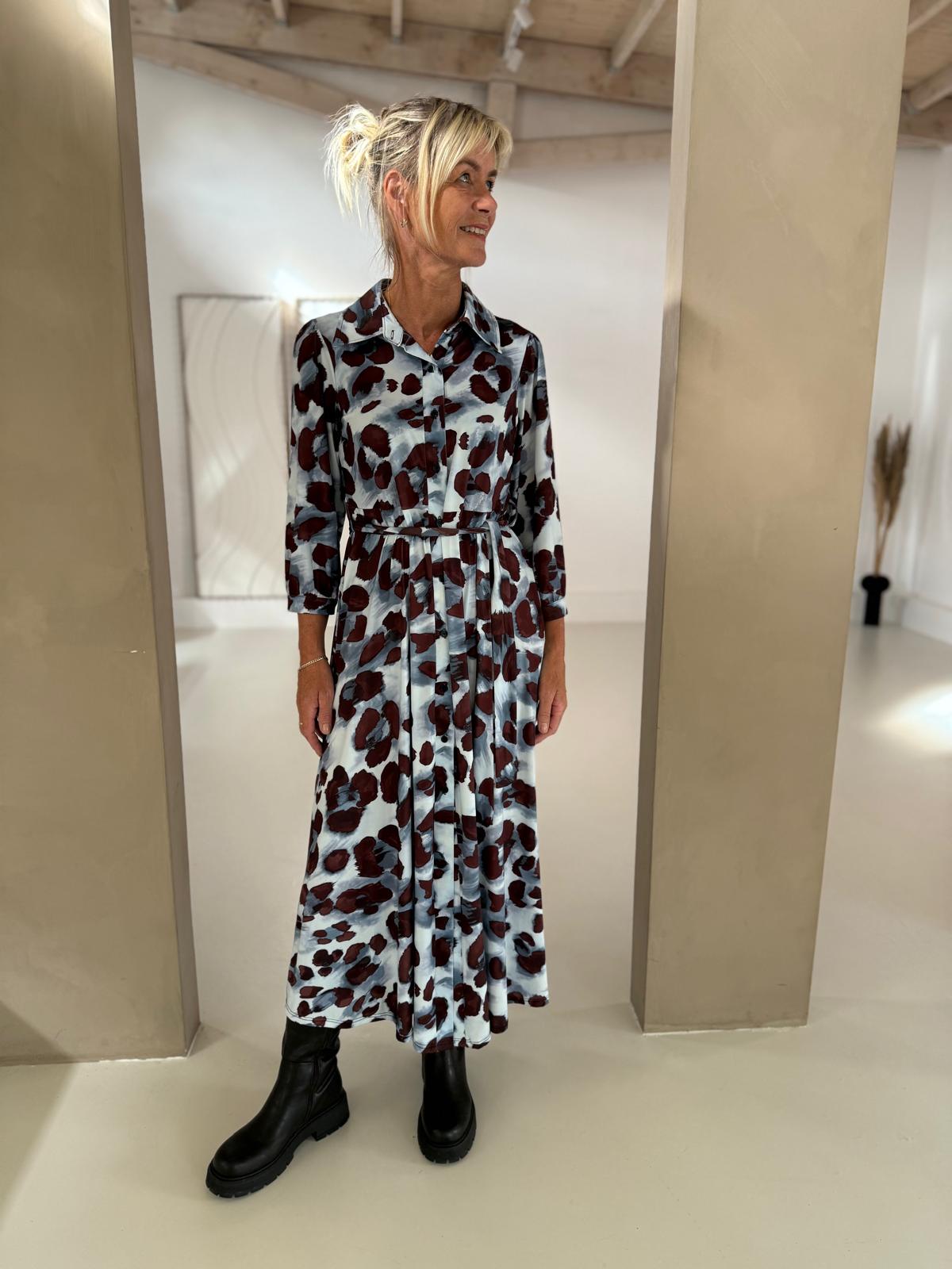 Iz Naiz jurk blauw bruin