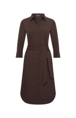 Mi Piace travel jurk drie kwart mouw espresso