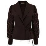 Triple Nine kanten mouw blazer donkerbruin