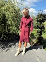 Mi Piace travel jurk drie kwart mouw bordeaux zwart