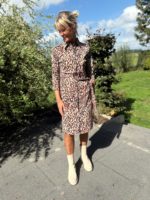 Mi Piace travel jurk drie kwart mouw bordeaux print