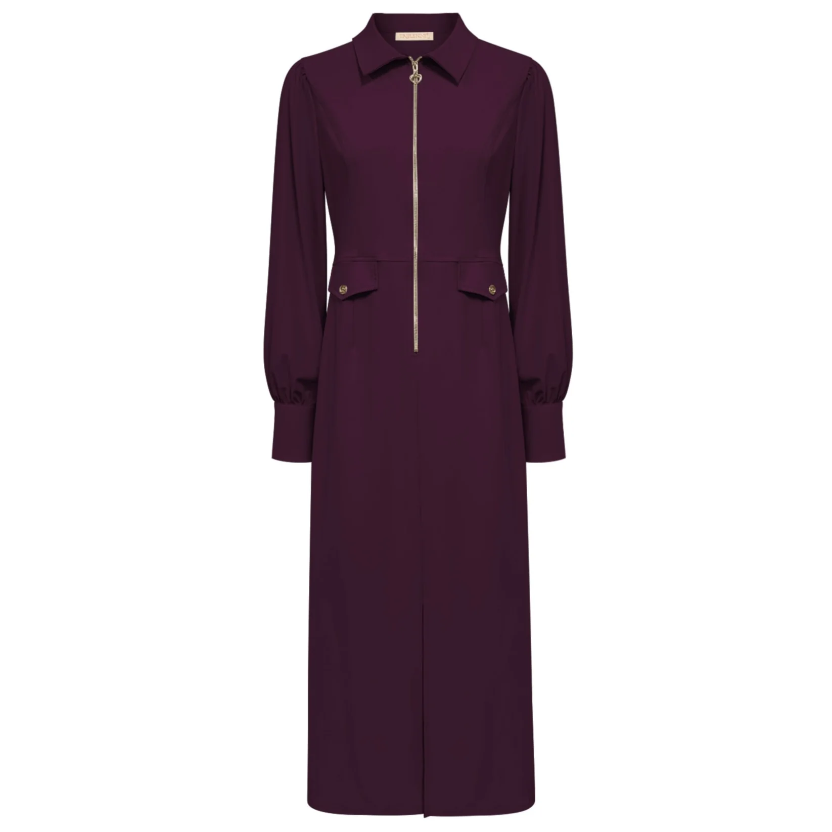 Triple Nine travel jurk lang rits aubergine