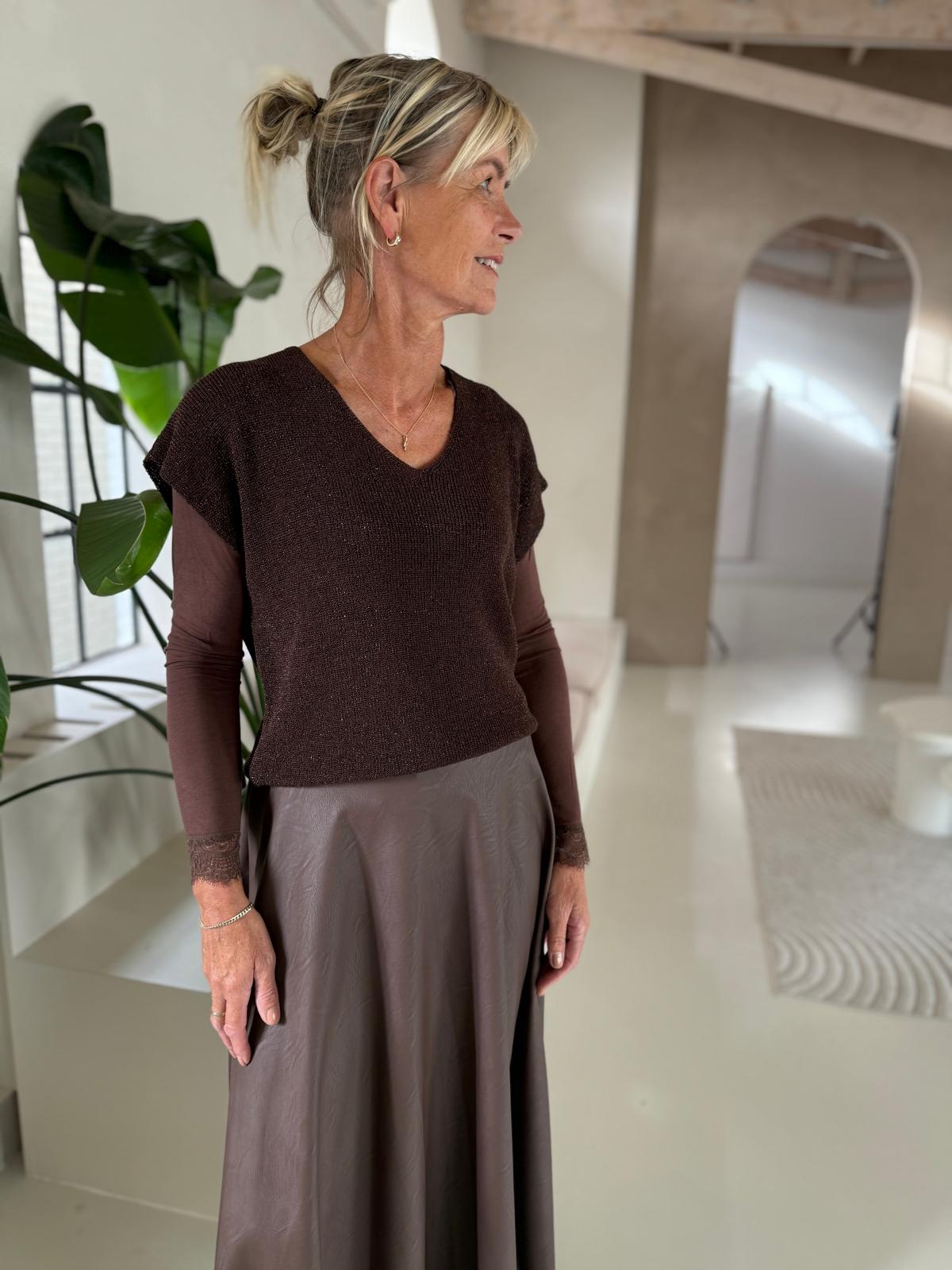 Spencer truitje glitter donkerbruin