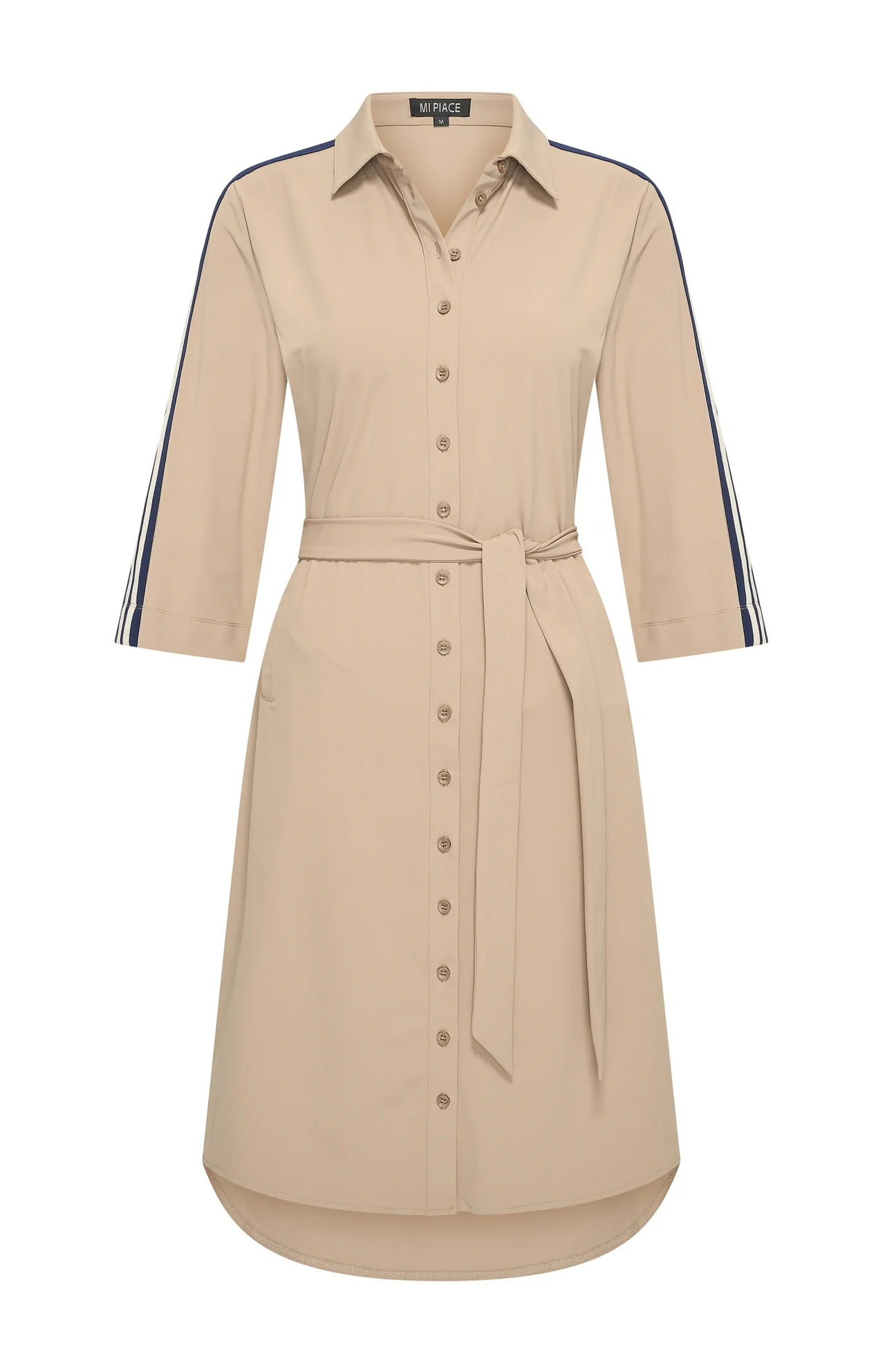 Mi Piace travel jurk drie kwart mouw latte