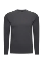 Heren cotton shirt long sleeves dark grey