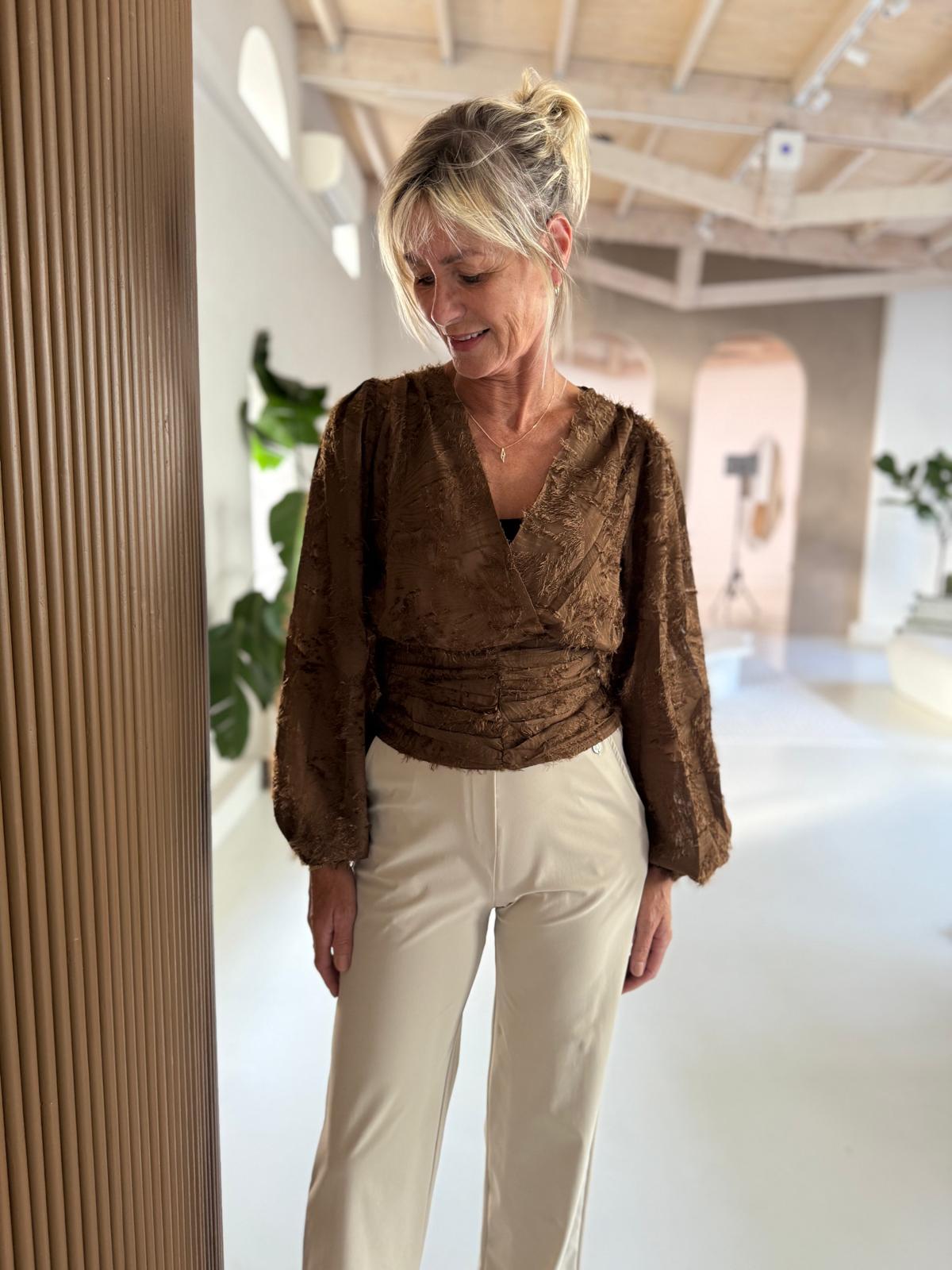 Azzurro blouse Maya camel