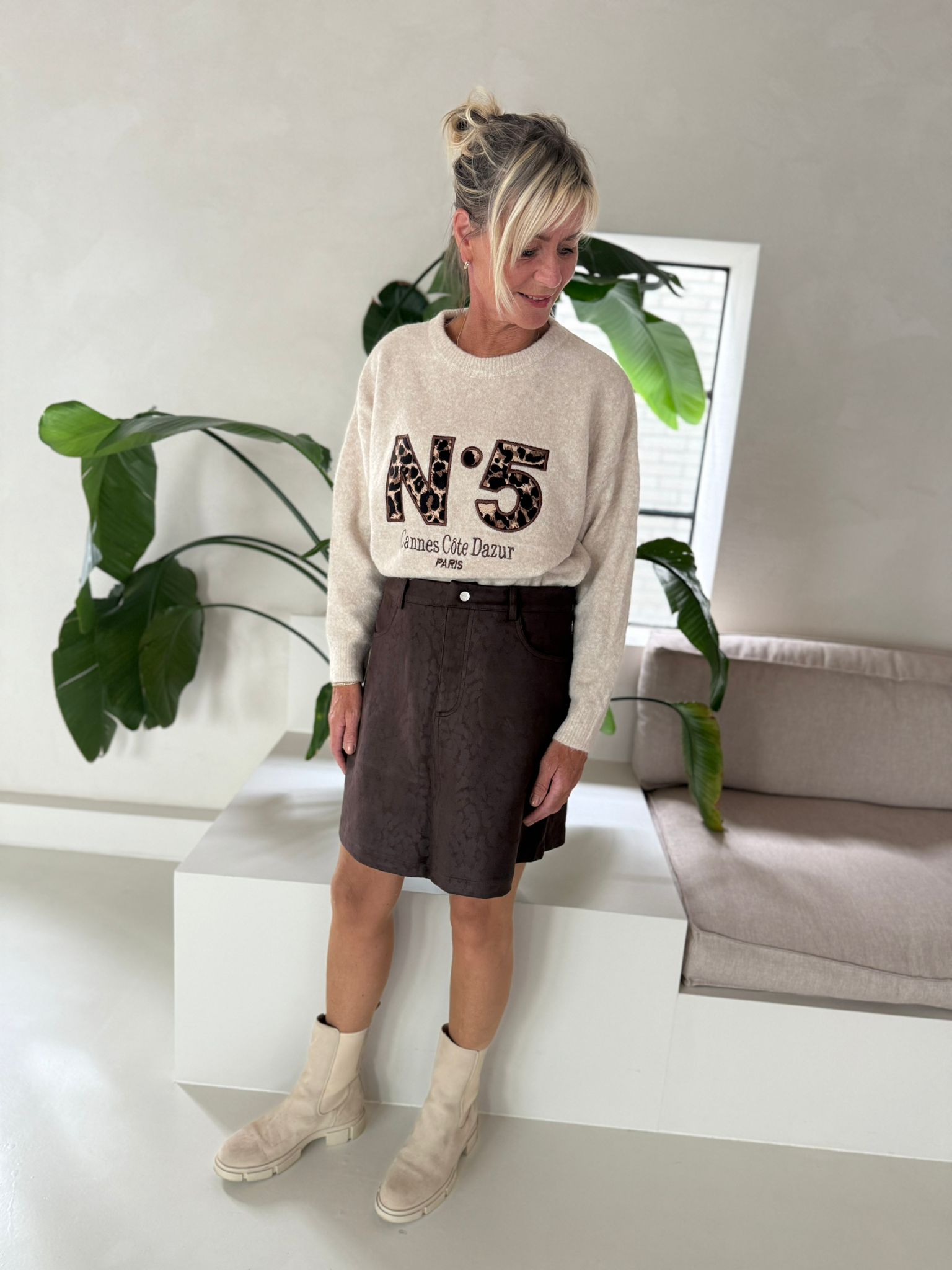 Sweater Cote d'azur leopard taupe