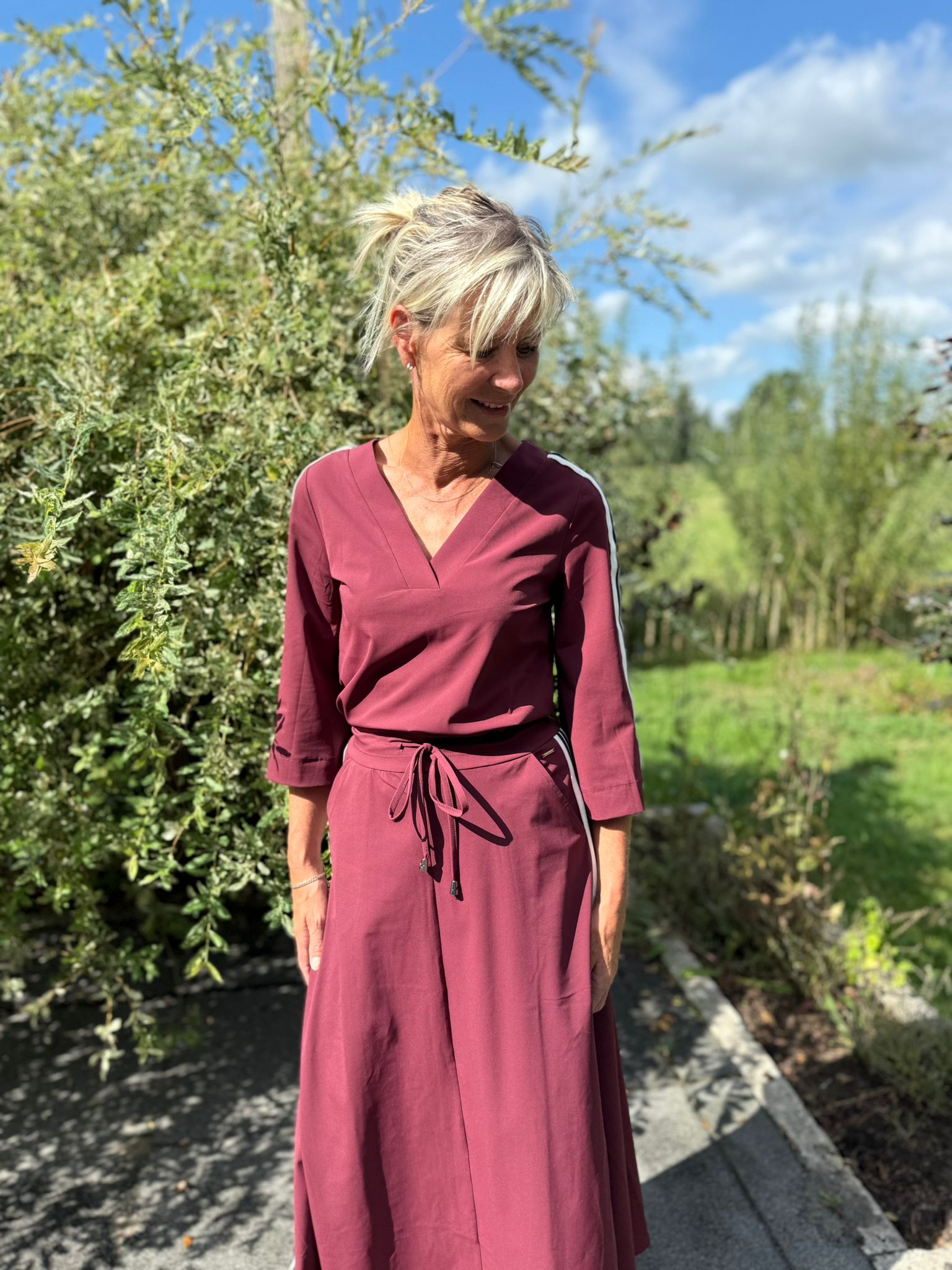 Mi Piace travel top burgundy streep