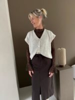 Kanten coltop donkerbruin