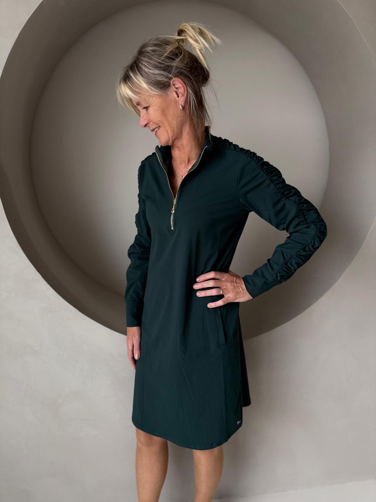 Triple Nine travel jurk rits groen