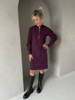 Triple Nine travel jurk rits aubergine