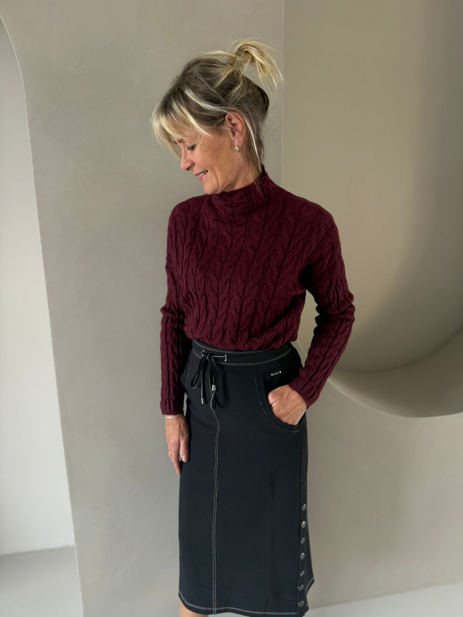 Kabel sweater burgundy