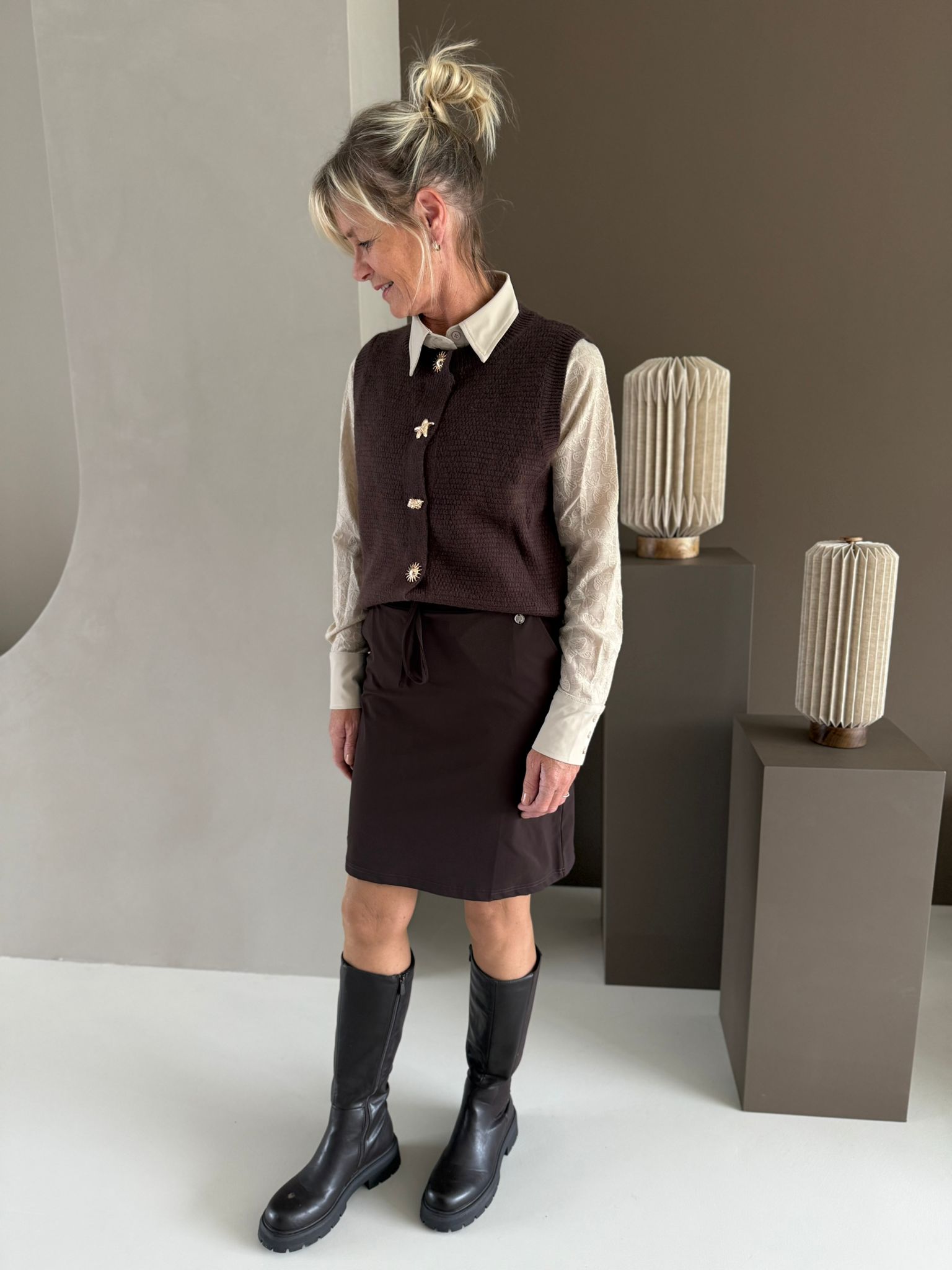 Spencer drukknopen goud bruin