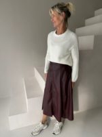 Faux fur rok sier stiksels bordeaux