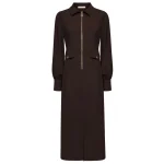 Triple Nine travel jurk lang rits donkerbruin