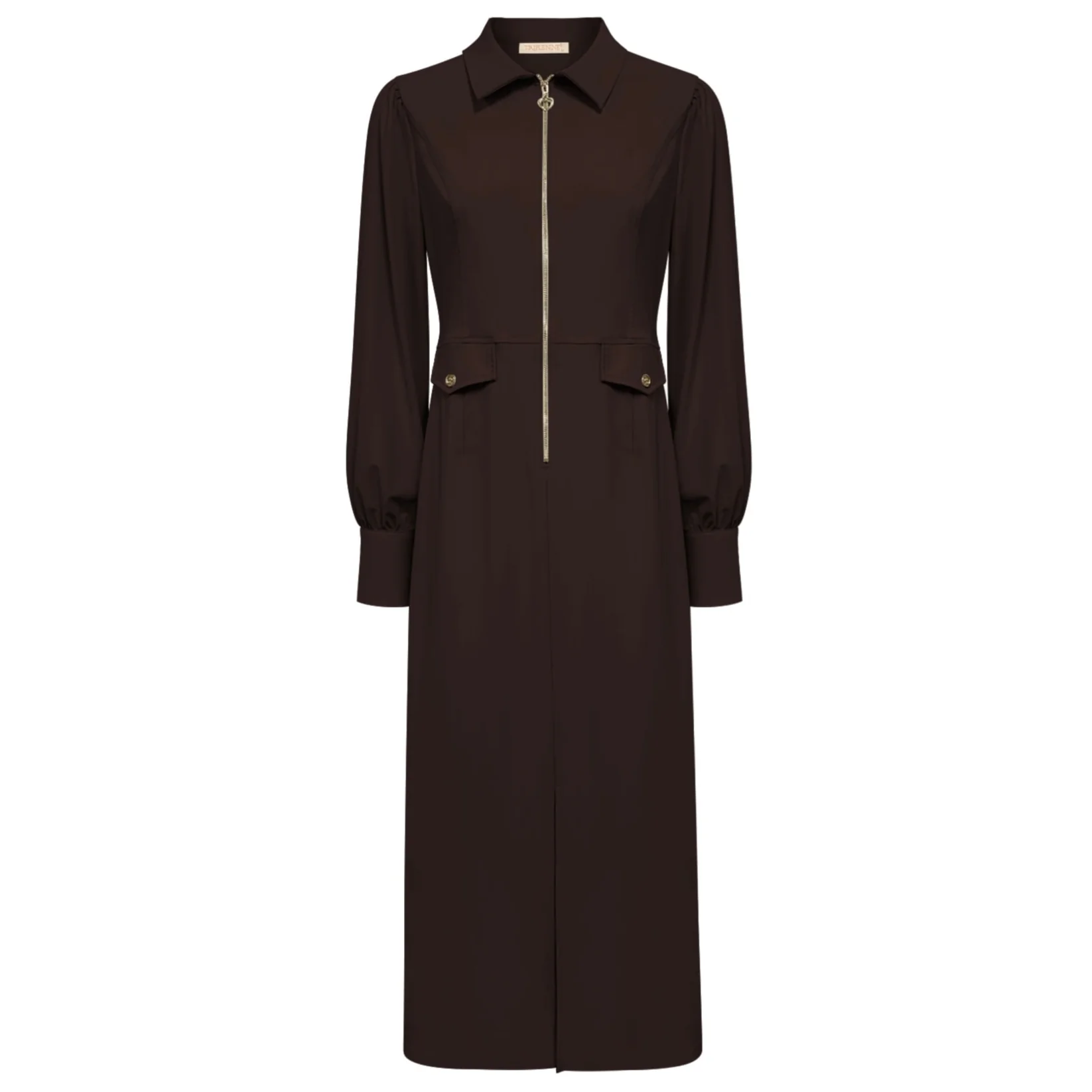 Triple Nine travel jurk lang rits donkerbruin