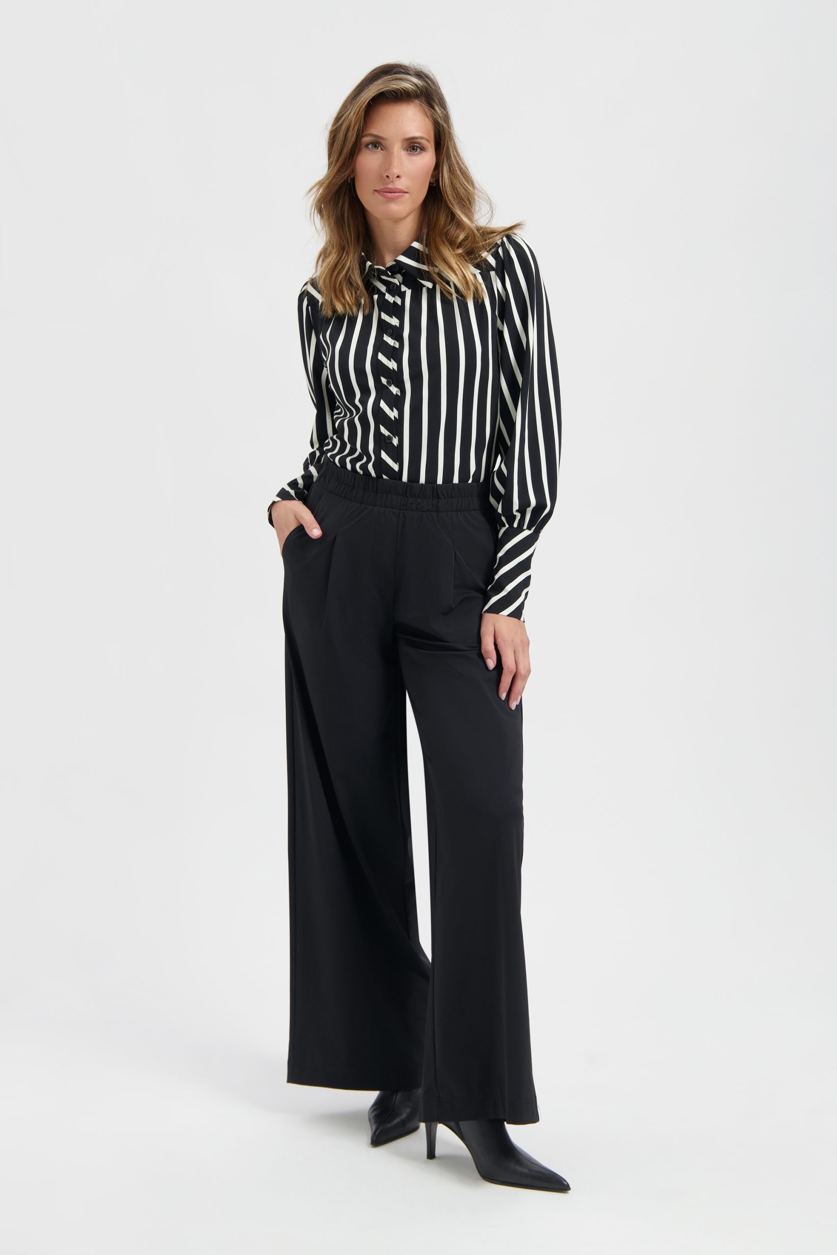 Lady Day Benthe blouse black wool stripe